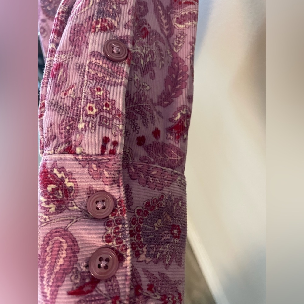 Basic Editions Women’s Paisley button up Flannel -Sz M - Picture 6 of 11